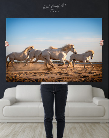 Running White Horses Canvas Wall Art - image 1