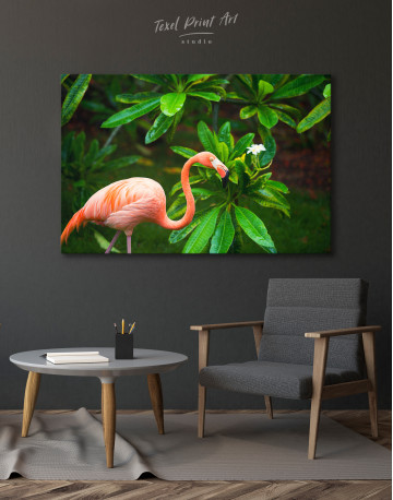 Pink Flamingo in Garden Canvas Wall Art - image 3
