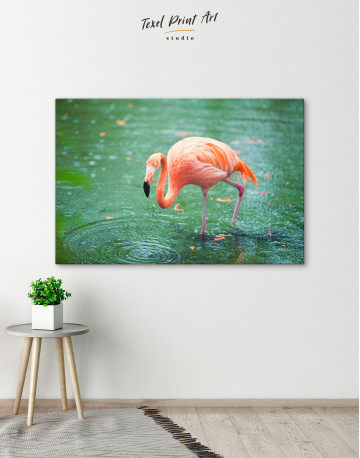 Pink Flamingo in Water Canvas Wall Art - image 4