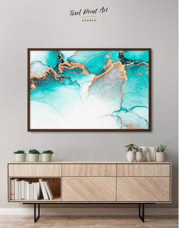 Framed Green and Gold Marble Canvas Wall Art