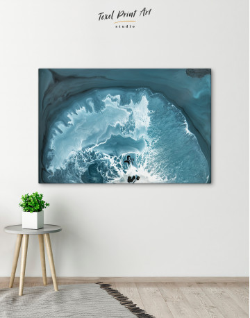 Abstract Blue Grunge and White Watercolor Canvas Wall Art - image 4