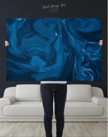Abstract Dark Blue Canvas Wall Art - image 8