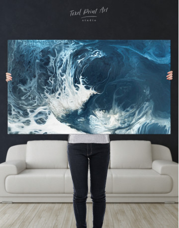 Blue Grunge Watercolor Canvas Wall Art - image 1