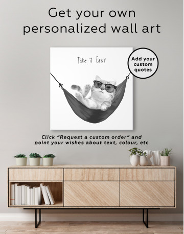 Take it Easy Quote Cat Canvas Wall Art - image 5