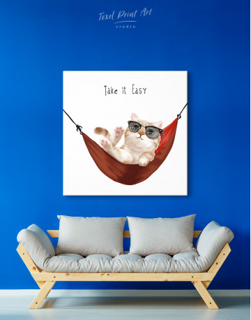 Take it Easy Quote Cat Canvas Wall Art - image 4