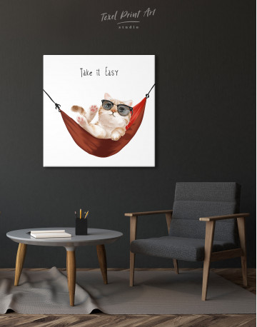 Take it Easy Quote Cat Canvas Wall Art - image 3
