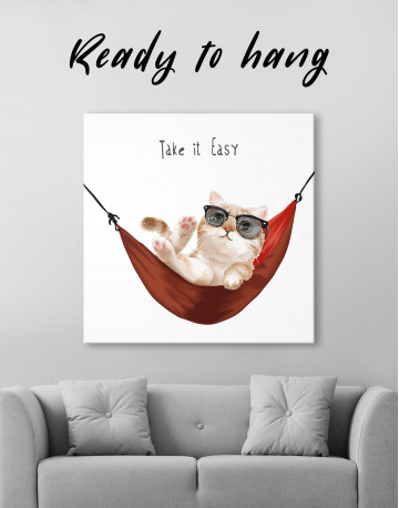 Take it Easy Quote Cat Canvas Wall Art - image 2