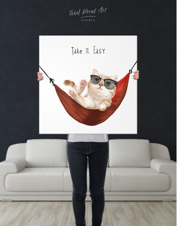 Take it Easy Quote Cat Canvas Wall Art - image 1
