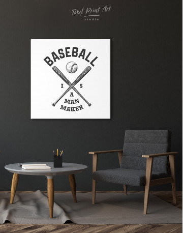 Baseball is Man Maker Quote Canvas Wall Art - image 3