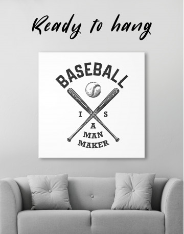 Baseball is Man Maker Quote Canvas Wall Art - image 2