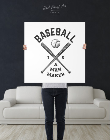 Baseball is Man Maker Quote Canvas Wall Art - image 1