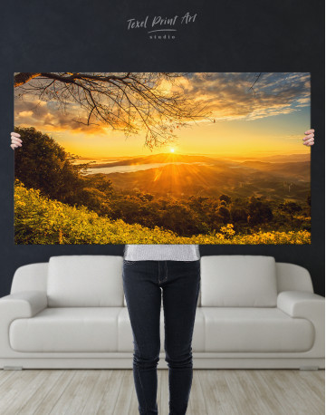 Sunrise in the Northern of Chiang Rai Thailand Canvas Wall Art - image 1
