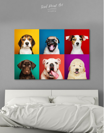 Portrait Collection of Puppies Canvas Wall Art