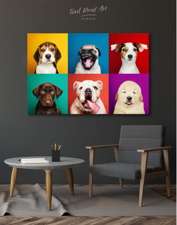 Portrait Collection of Puppies Canvas Wall Art - image 3