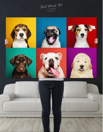 Portrait Collection of Puppies Canvas Wall Art - image 9