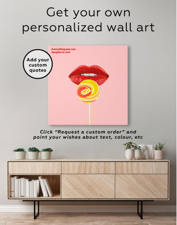 Colored Lollipop with Pink Lips Canvas Wall Art - image 4