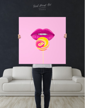 Colored Lollipop with Pink Lips Canvas Wall Art - image 6