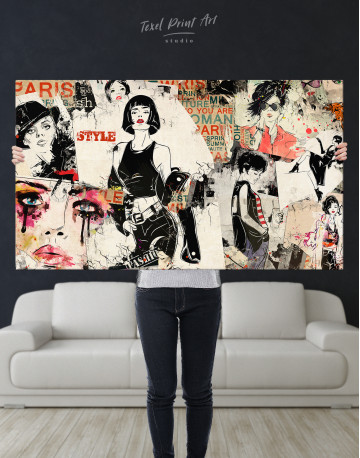 Paris Fashion Stylish Girl Canvas Wall Art - image 1