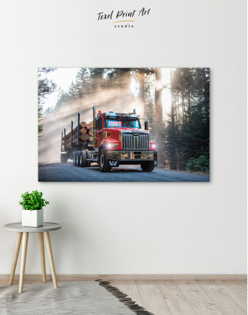 Semi Truck in Forest Canvas Wall Art - image 5
