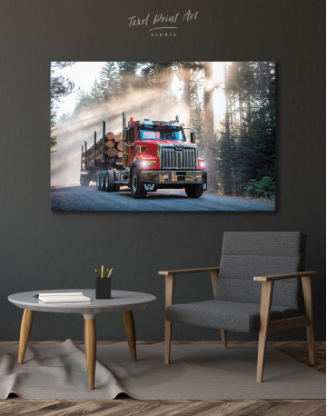 Semi Truck in Forest Canvas Wall Art - image 3