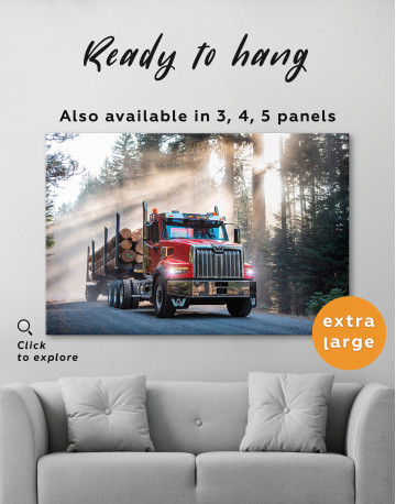 Semi Truck in Forest Canvas Wall Art - image 2