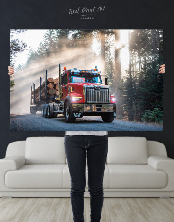Semi Truck in Forest Canvas Wall Art - image 9