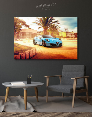 Blue Alfa-Romeo 4C Canvas Wall Art - image 3