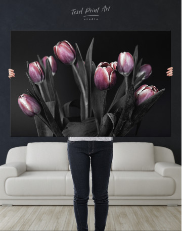 Bouquet of Pink Tulips Canvas Wall Art - image 1