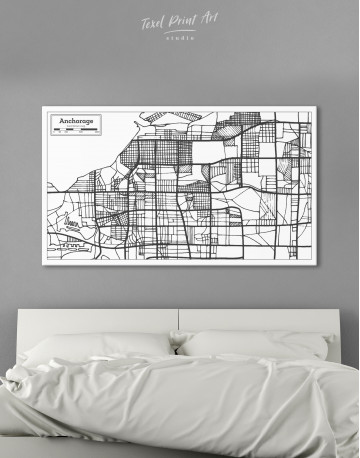 Anchorage City Map Canvas Wall Art