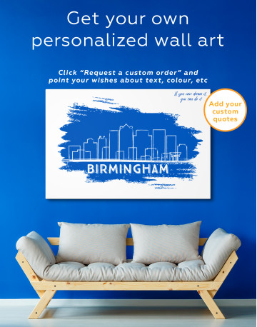 Birmingham Alabama Abstract Skyline Canvas Wall Art - image 6