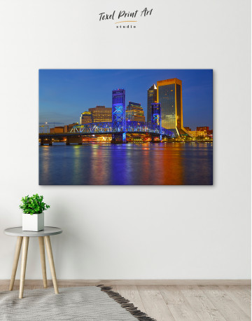 Night Jacksonville Skyline Canvas Wall Art - image 5