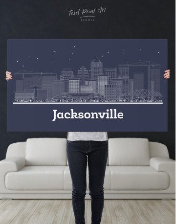 Jacksonville Abstract Skyline Canvas Wall Art - image 9
