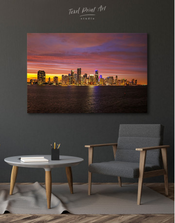 Miami Sunset Skyline Canvas Wall Art - image 3