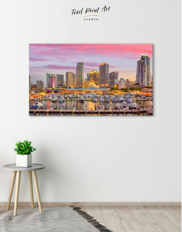 Miami City Skyline Canvas Wall Art - image 4