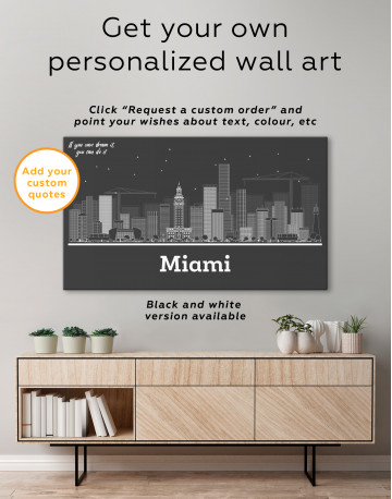Miami Abstract Skyline Canvas Wall Art - image 6