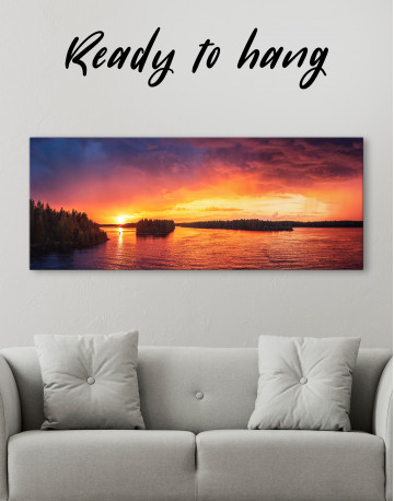 Panoramic Colorful Sunset Canvas Wall Art - image 1
