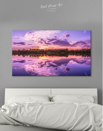 Purple Lake Sunset Canvas Wall Art