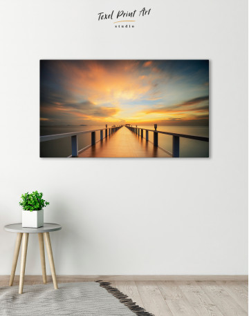 Wooden Bridge with Sunset Sky Canvas Wall Art - image 5
