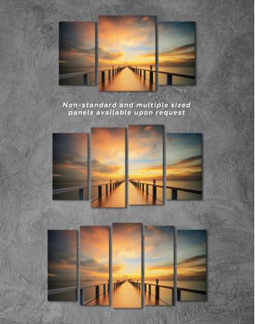 Wooden Bridge with Sunset Sky Canvas Wall Art - image 6
