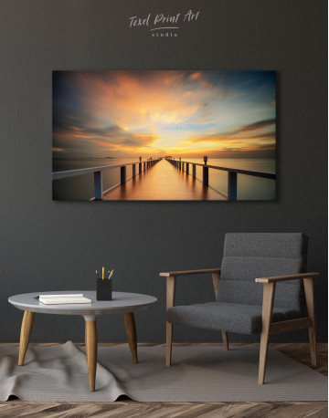 Wooden Bridge with Sunset Sky Canvas Wall Art - image 8
