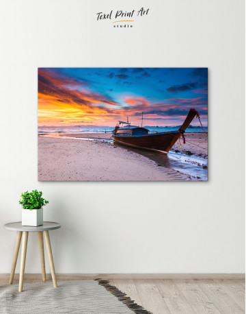 Sunset at the Beach with Twilight Lanscape Canvas Wall Art - image 4