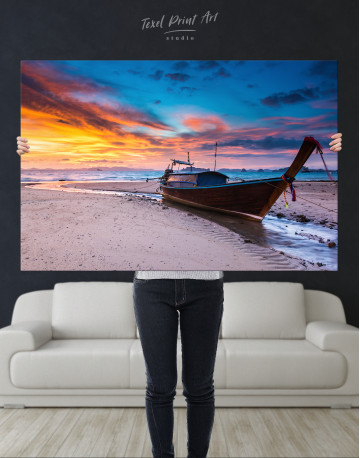 Sunset at the Beach with Twilight Lanscape Canvas Wall Art - image 9