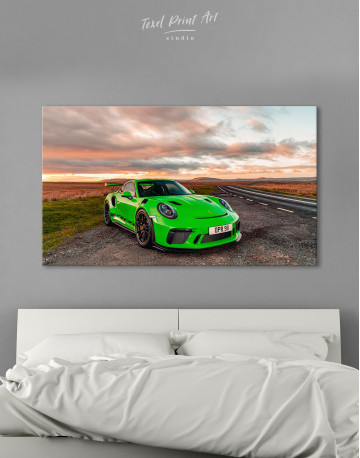 Green Porsche GT3 RS Canvas Wall Art