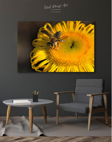 Bee on Sunflower Canvas Wall Art - image 3