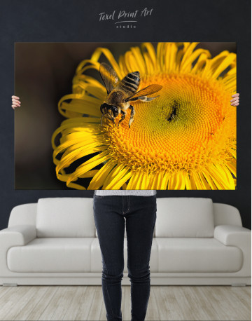 Bee on Sunflower Canvas Wall Art - image 5