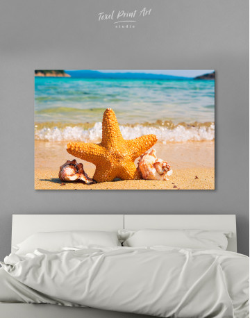 Starfishes on Beach Canvas Wall Art
