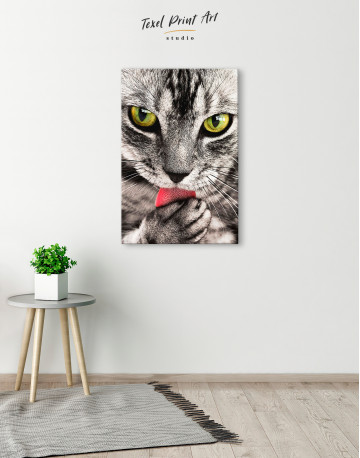 Cute Cat Face Canvas Wall Art - image 1
