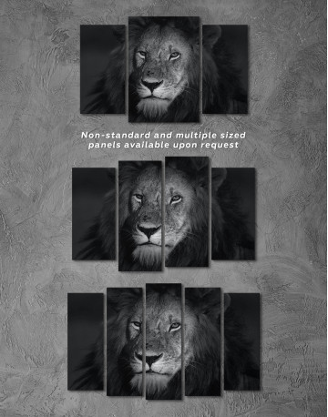 Black and White Lion Canvas Wall Art - image 4