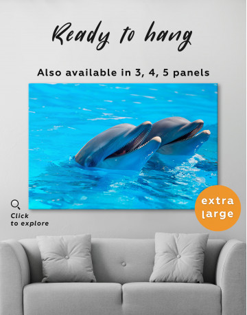 Pair of Dolphins Canvas Wall Art - image 2