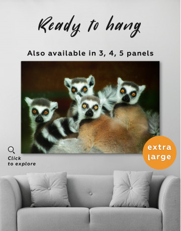 Family of Lemurs Canvas Wall Art - image 2